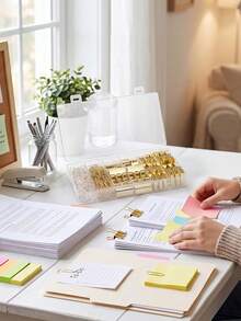 279PCS Macaron And Gold Office Stationery Set,Long-Claw Paper Clips, Binder Clips, And Staple Removers.For Document Binding, Material Storage Multi-Functional,Bulletin Board Mounting, And File Management.For Offices, Schools, And Home Study Use. - Sets - View 7