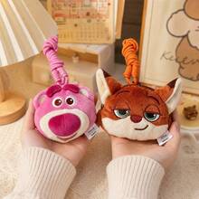 Miniso Autorizado Disney Pixar Urso Lotso & Zootopia Bolsa de Moedas de Pelúcia, Bolsa de Armazenamento Mini Multiuso, Cordão de Pulso para Telefone Bolsa Mini, Estojo de Fone de Ouvido de Pelúcia Macia Chaveiro Carteira Encanto de Telefone, Presente para Meninas - Rosa chiclete - Visão 4