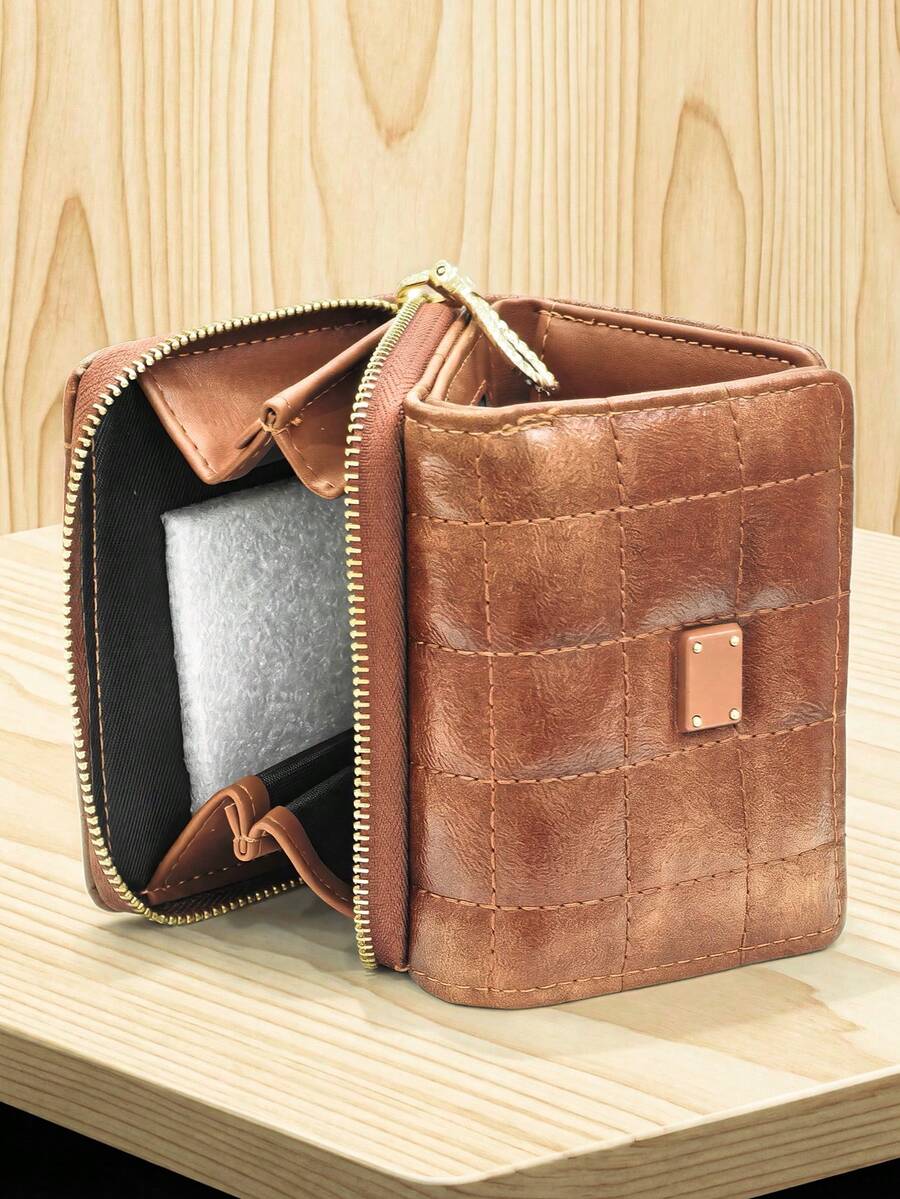 Card Holder Wallet Combo Compact Ultra-Thin Multi-Function Card Holder,Badge Holder - Brown - View 1
