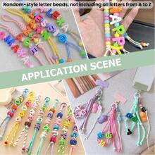 50-200pcs Colorful Acrylic Large Hole Letter Beads, Random Mixed Color Loose Beads For Handmade Jewelry, Phone Chain, Keychain Decoration - Multicolor - View 11