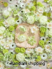 15/50/100pcs Green Artificial Flowers/Faux Flower Material Pack, Suitable For Home Decor, Graduation Ceremony, Wedding, Party Decoration. Valentine's Day, Mother's Day Gift, Flower Box Material, New Year Decoration. - Green - View 6