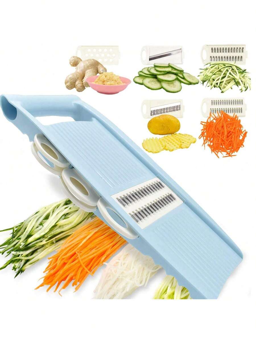 Multi-Color 5-In-1 Kitchen Vegetable Cutter, Potato And Vegetable Slicer, Vegetable Cutter, Julienne Grater And Peeler, Suitable For Small Business Kitchen