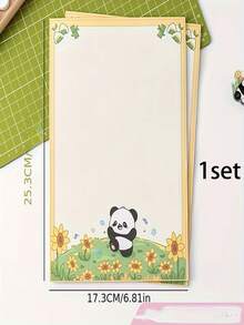 30 Sheets Panda Cartoon Notebook, Cute Panda & Floral Design, Macaron Color High-Quality Paper, Detachable Pages, Suitable For Journaling, Sketching, Scrapbooking, Aesthetic Stationery Gift For Panda Lovers - Multicolor - View 12