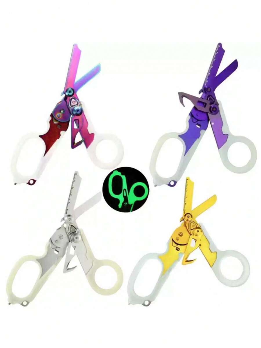 Foldable Colorful Emergency Scissors, Outdoor Tactical Folding Scissors, Multi-Function Tactical Pliers, Emergency Scissors With Window Breaker, Medical Emergency Scissors, Suitable For Outdoor Camping, Hiking, Car Emergency Kit, Home, Office, Travel, Tactical Rescue, Daily Use - New - Multifunctional - View 1