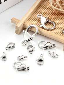 20/30/50pcs Fashion Stainless Steel White K Color Gold Lobster Clasp, Suitable For DIY Bracelet, Necklace Connection, Handmade Accessories, Jewelry Materials, DIY Metal Jewelry Hardware Accessories Necklace Clasp Pendant Clasp Bracelet Connector Handmade Materials - Multicolor - View 2