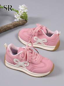 1 Pair Pink Cute Bow Decor Sneakers, Sweet Versatile Casual Shoes, Suitable For Daily And Campus Wear, School Essential - Pink - View 5