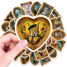 50Pcs European‑Style Photo Frame Animal Stickers, Classic Noble Aesthetic Decals, Creative DIY Decor Materials For Journal Scrapbooking - 50 PCS - View 4