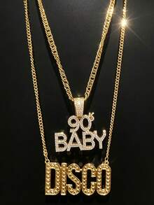 2件組 90sBABY 嘻哈龐克項鍊套組，誇張大尺寸金色鏈條，復古龐克風，適合派對、萬聖節、COS - 金色 - 查看 5