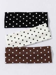 3pcs/Set Fashion Women Polka Dot Print Soft Non-Slip Headbands, Elastic Yoga Sports Hair Accessories, Suitable For Daily Wear And Various Occasions - Multicolor - View 1