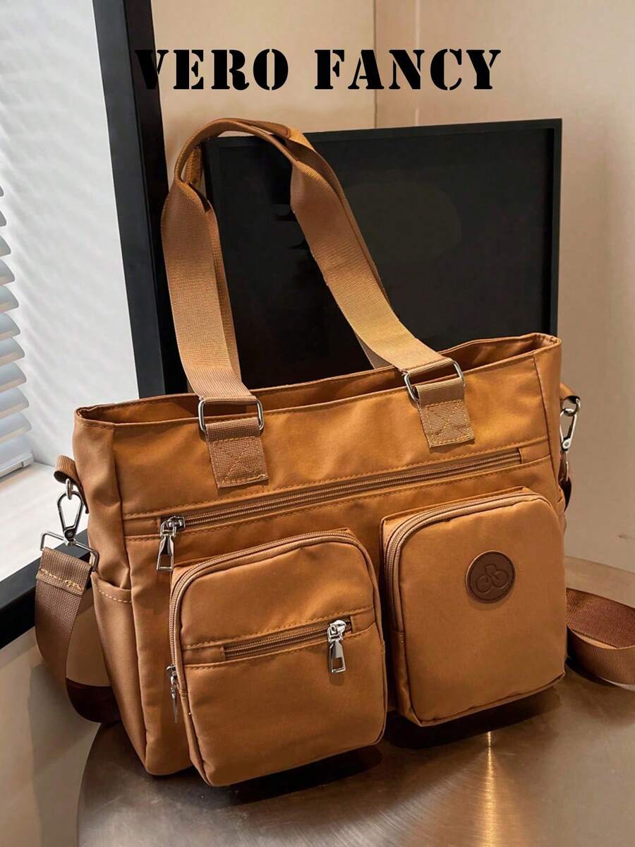 New Retro Style Large Capacity Handbag, Solid Color Fashion Versatile Women's Shoulder Bag, Casual Minimalist Adjustable Strap Crossbody Bag Suitable For Outings, Dates, Shopping, Daily Commute