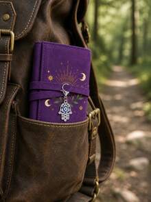 Tarot Card Pouch Star Moon Evil Eye Velvet Tarot Bag, Tarot Card Storage Roll Bag, Divination Card Storage Bag, Board Game Card Protective Case, Scroll-Style Card Bag, Suitable For Divination Enthusiasts, Occult Players, Perfect For Halloween, Birthday Holiday Gifts, Dust-Proof And Scratch-Resistant Card Protection, Home Meditation Gathering Tie-Wrap Card Storage Bag With Fatima Hand Pendant - Multicolor - View 5