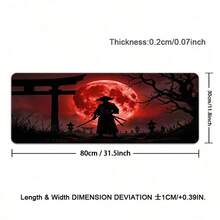 1pc Red Swordsman Large Gaming Mouse Pad, Black Silhouette Extended Desk Mat, Office Desk Accessory Non-Slip Computer Pad, Rubber Base Laptop Keyboard Pad, Durable Spill-Proof For Home Office Gaming - View 11