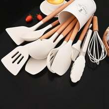 Lot de 12 Ustensiles de cuisine en silicone, résistants à la chaleur, antiadhésifs, passent au lave-vaisselle, ergonomiques, - couleur comme sur la photo - Voir 3