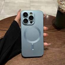 Magnetic Luxury Matte Wireless Charging Case Compatible With IPhone 18 Pro Max 17 16 15 14 13 12 11 Plus 16e 17e Glass Lens Protection Soft Cover - Far Peak Blue - View 9