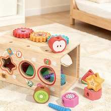 1 Set Multi-Function Wooden Puzzle Box Shape Matching Fruit Animal Stacking Toy Gear Rotation Fishing Carrot Pulling Baby Geometric Cognition Blocks Infant Toddler Fine Motor Skills Enlightenment All-In-One Early Education Wooden Toy - Multicolor - View 9