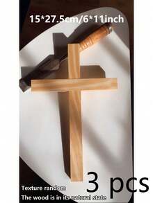 1pc 5/11 Inch Wooden Cross, DIY Unfinished Wooden Wall Cross, Blank Wooden Christian Catholic Cross, Handmade Catholic Cross, Wooden Wall Cross, Jesus Christian Hanging Cross, Suitable As Home Gift - Wood Color - View 16