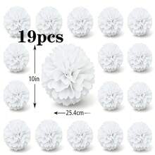 19pcs Handmade Paper Flower Balls, Suitable For Indoor/Outdoor Hanging Decoration, Outdoor Holiday Party Decoration, Photography Props, Spring Decoration, Valentine's Day Party Decoration, Romantic Wedding Photography Props - Red - View 16