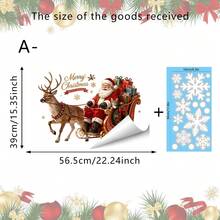 1/3pcs Santa Claus Riding A Reindeer Sleigh Window Sticker, Double-Sided PVC Electrostatic Adsorption Window Sticker, Suitable For Living Rooms, Dining Rooms, Shops, Cafes, And Home Decoration. - Multicolor - View 12