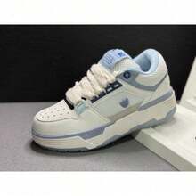 MAs- Men Women Sneakers  Spring Summer Low Top Thick Sole Platform Shoes Couple Casual Fashionable - AM White Blue - View 2