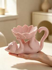 Minimalist Lying Cat Lotus Jewelry Tray, Four Paw Cat Jewelry Storage Tray, Small Item Storage Organizer, Jewelry Storage, Multi-Purpose Desktop Decor, Suitable For Jewelry, Keys, Wireless Earphones, Storage, Suitable For Placing Miscellaneous Home Decor, Commemorative Gift, Birthday Gift - Multicolor - View 9