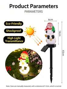 1pc Solar Powered Christmas Garden Stake Light, Snowman & Santa Claus Design, Waterproof LED Solar Pathway Light, Outdoor Yard Lawn Patio Christmas Holiday Decoration - Multicolor - View 11