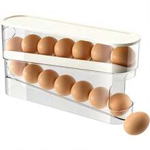 2pcs Double-Layer Rotating Egg Dispenser, Refrigerator Egg Storage Box, Automatic Egg Rack, Large Capacity Kitchen Egg Holder - View 11