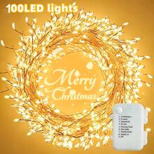 50/100/200LED Silver Wire Firecracker String Lights, Warm White 8 Modes Adjustable Brightness Lights, Battery Operated Timer IP44 Waterproof Lighting For Eid Wedding Patio Holiday Outdoor Decor - Battery-powered Firecracker Lights - View 14