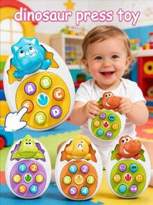Mainan Sensori Whack-A-Mole Telur Dinosaurus, Permainan Genggam Bayi Kartun Lucu Berwarna-warni - MultiWarna - View 2