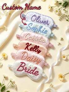 Personalized Sleep Mask, Bridesmaid Invitation Gift, Customized Chenille Name Eye Mask, Bachelorette Party Favor, Spa Pajama Party Bridesmaid Gift - Multicolor - View 1
