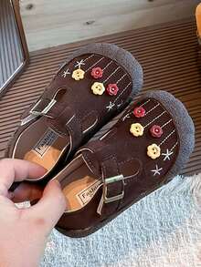 1 Pair Girls' Flat Mary Jane Shoes, Non-Slip Breathable Toddler Walking Shoes, Children Student Shoes Suitable For Spring, Summer, Autumn - Brown - View 6