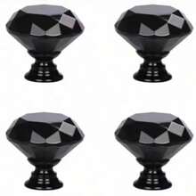 6/12 buah Tarikan Laci Logam Kristal Hitam - Gagang Pintu Kabinet Kaca dengan Sekrup (30mm, Hitam Semua) - 30mm - View 11