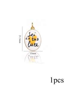 1pc 18K Gold Plated Stainless Steel Heart & Round Pendant With Italian Proverb Letter, DIY Bracelet Or Necklace Handmade Kit, Gift - Pendants - View 11