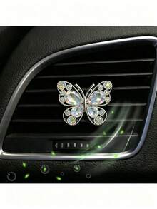 1pc Exquisite And Shiny Butterfly Decoration Car Air Outlet Decoration - With Aromatherapy Sheet, Aromatherapy Clip, Rhinestone Decoration Butterfly Air Outlet Clip, Elegant Interior Accessories, (Easy To Install) - A - View 13