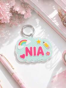 Personalized Cloud Keychain, Customized Name Cute Rainbow Pencil Case Charm, Acrylic Key Ring, Suitable For Backpack, School Bag, Luggage, Back To School Gift - Multicolor - View 12