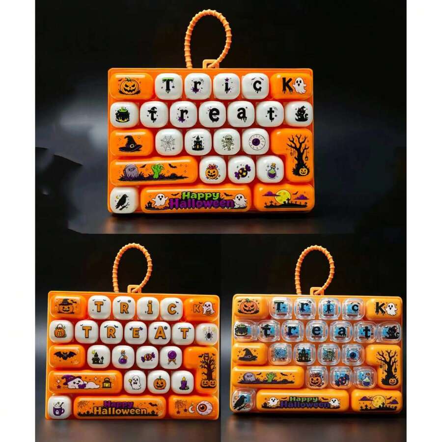 1 Peça Brinquedo de Teclado Grade de 26 Teclas para Alívio de Estresse de Halloween, Chaveiro Portátil de Encanto de Bolsa, Presente de Halloween, Presente Perfeito, Envio Aleatório - Multicolorido - Visão 1