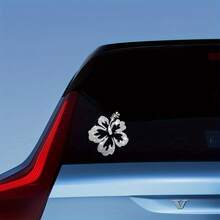 Cute Hollow Hibiscus Flower Sticker, Sparkly Tropical Floral Vinyl Decal, DIY Decor Accessory For Vehicle, Notebook, Water Bottle, Home Glass Surfaces - 1pc - View 5