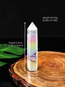 Colorful Craft White Turquoise Hexagonal Prism Rainbow Halo Single Point Crystal Tower Home Decor Healing Stone - Colored Turquoise Pillar - View 6