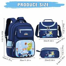 3pcs Cute Dinosaur Car Pattern Backpack Set, Cute Minimalist Style, Multi-Purpose Multi-Pocket Large Storage Capacity, Suitable For School And Outings - Sets - View 2