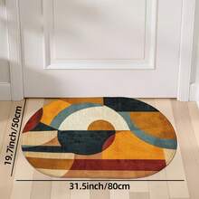 1件裝橢圓形法蘭絨門墊，柔軟舒適吸水防滑，可機洗附背底，多功能居家地板墊，適用玄關、客廳、陽台、臥室、廚房、洗衣房、浴室、節日裝飾、入口處，廚房浴室地毯 - 彩色 - 查看 13