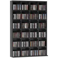 Multimedia-opbergkast voor 456 cd's/336 dvd's - houten boekenkast met verstelbare planken, 89 x 130,5 cm, zwart - A - Bekijken 1