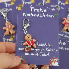 12pcs 2D Funny Gingerbread Man Series Keychain Set With Christmas Cards, Holiday Universal Small Gift, Positive Support Gift, Good Luck Gift, Christmas Party Favor, Christmas Party Decoration Gift - Multicolor - View 2