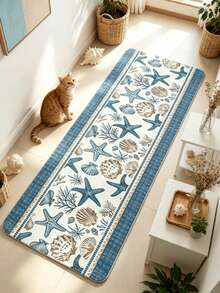 1pc Blue Starfish Modern Style Rug, Decorative Carpet, Bedroom Decor, Small Rug, Carpet, Home Decor, Living Room Rug, Living Room Small Rug, Bedroom Carpet, Living Room Home Decor, Outdoor Rug, Washable Carpet - Multicolor 1 - View 3