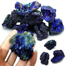 1pc Random Pattern Natural Azurite Quartz Cluster - Vibrant Blue-Green Mineral Specimen, Suitable For Collectors, Researchers And Decorative Display, Classic Collection Item, Home Decor And Gift, Indoor Decorative Stone - Multicolor - View 5