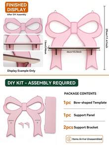 1pc Pink Bow Floating Wall-Mounted Display Shelf, Sweet Girl Style Wall Storage Rack, Girly Bow Outline Hanging Decorative Shelf, Soft Cute Bedroom Vanity Accessory Storage Rack, Adorable Bow Shaped Floating Wall Shelf, Vanity Fragrance Jewelry Display Rack, Macaron Sweet Style Wall Decor Shelf, Bathroom Cosmetic Small Wall Storage Rack, Bow Hanging Display Shelf, Atmospheric Home Decor Floating Wall Shelf, Girls Bedroom Decorative Bow Shaped Hanging Rack, Entryway Mini Decorative Wall Display Storage Rack - Multicolor - View 4