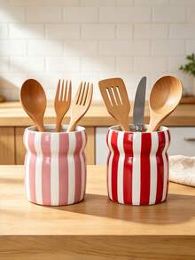 1 Ins‑Style Retro Embossed Striped Storage Bucket, Decorative Multi‑Purpose Storage Box, Suitable For Kitchen Countertops And Home Desktops - Multicolor - View 6
