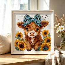 1 Set Printed Cross Stitch Garden Gnome & Sunflower Full Material Kit 11CT Beginner Friendly DIY Door Sign Vintage Entryway Home Decor - Multicolor - View 7