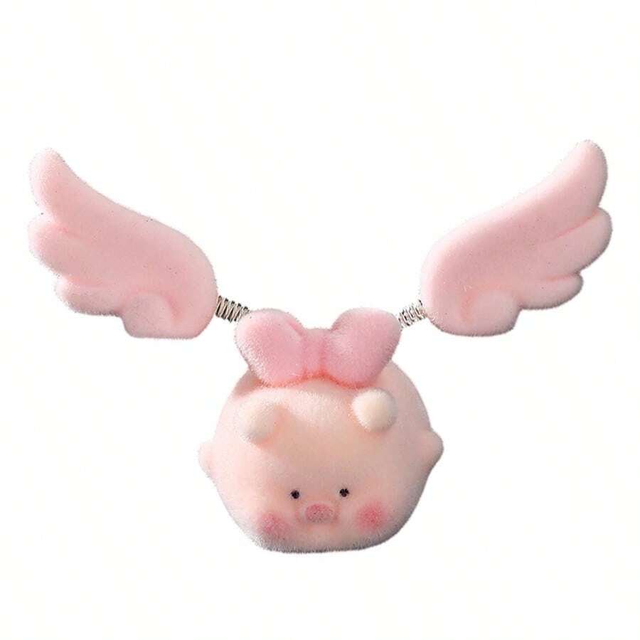 Cute Mini Swinging Flying Pig Car Dashboard Ornament, Creative Wiggling Wings Figurine, Healing Stress Relief Decor For Car Center Console - Car Ornament - View 1