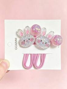 10PCS Cute Sparkly Glitter Cartoon Hair Ties For Little Girls, Bear Rabbit Heart Star Design Elastic Hair Bands, Princess Style Kids Hair Accessories - Multicolor - View 5