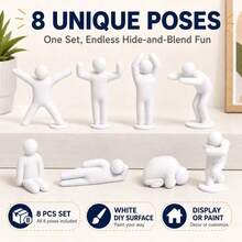 Minimalist Random Humanoid Doll Set, DIY Paintable Hide-And-Seek Dolls, Desktop And Outdoor Mecha Chameleon Figurines, Ideal Chameleon-Themed Hide-And-Seek Game Statue Decor For Office Workspace And Dorm Bookshelf - Multicolor - View 6