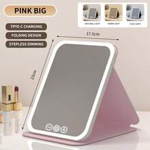 LED Makeup Mirror, Portable Vertical Folding Makeup Mirror, 3-Color Lighting, Dimmable Touch Screen, Compact Makeup Mirror, Best Birthday/Graduation Gift, Home Decor, Back To School Room Decor, Study Supplies - Multicolor - View 14
